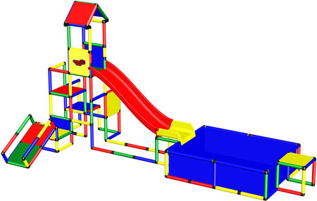 QUADRO Climbing Pyramid + Upgrade Kit + Modular Slide + Pool L